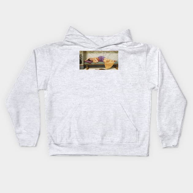 The Day Dream by John William Godward Kids Hoodie by Classic Art Stall